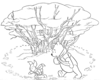 A coloring page of winnie the pooh - group